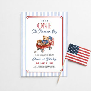 Invitación Un niño totalmente americano Patriótico cumpleaños