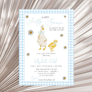 Invitación Un nuevo Baby Shower azul de Gingham