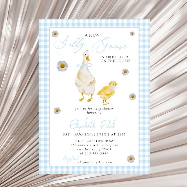 Invitación Un nuevo Baby Shower azul de Gingham (Subido por el creador)
