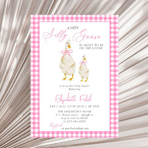Invitación Un nuevo Baby Shower rosado de Gingham