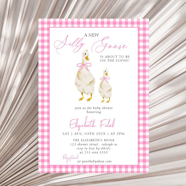 Invitación Un nuevo Baby Shower rosado de Gingham (Subido por el creador)