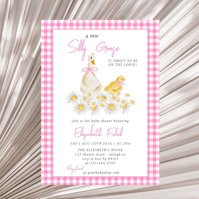 Invitación Un nuevo Baby Shower rosado de Gingham (Subido por el creador)