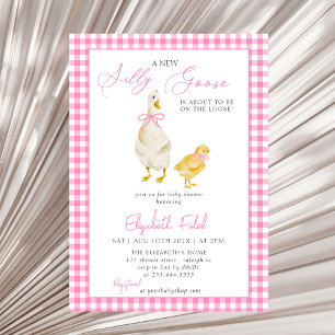 Invitación Un nuevo Baby Shower rosado de Gingham