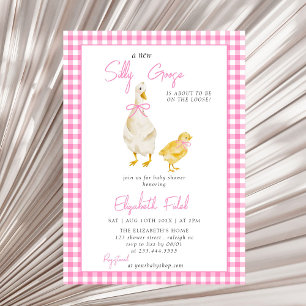 Invitación Un nuevo Baby Shower rosado de Gingham