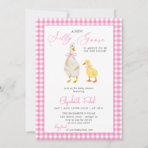 Invitación Un nuevo Baby Shower rosado de Gingham