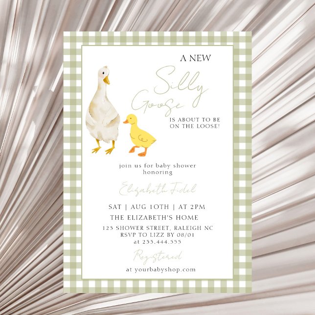 Invitación Un nuevo Baby Shower verde de Gingham (Subido por el creador)