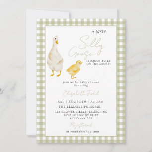 Invitación Un nuevo Baby Shower verde de Gingham