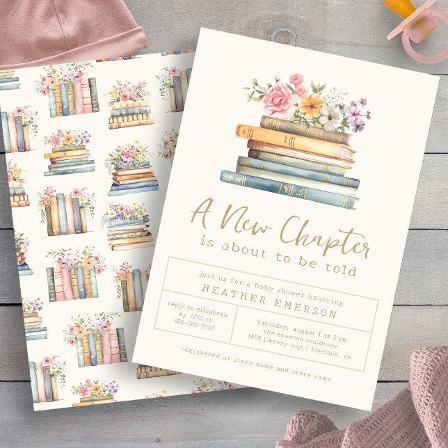 Invitación Un nuevo capítulo: Baby Shower (A New Chapter Baby Shower Invitation by Painted Paperie
)