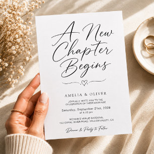 Invitación Un Nuevo Capítulo Comienza Boda Minimalista Modern