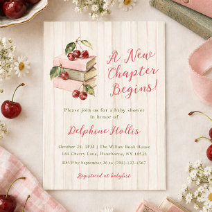 Invitación Un Nuevo Capítulo Comienza Cherry Books Baby Showe