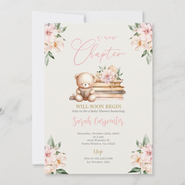 Invitación Un nuevo capítulo comienza con el Chica de Baby Sh (Anverso)