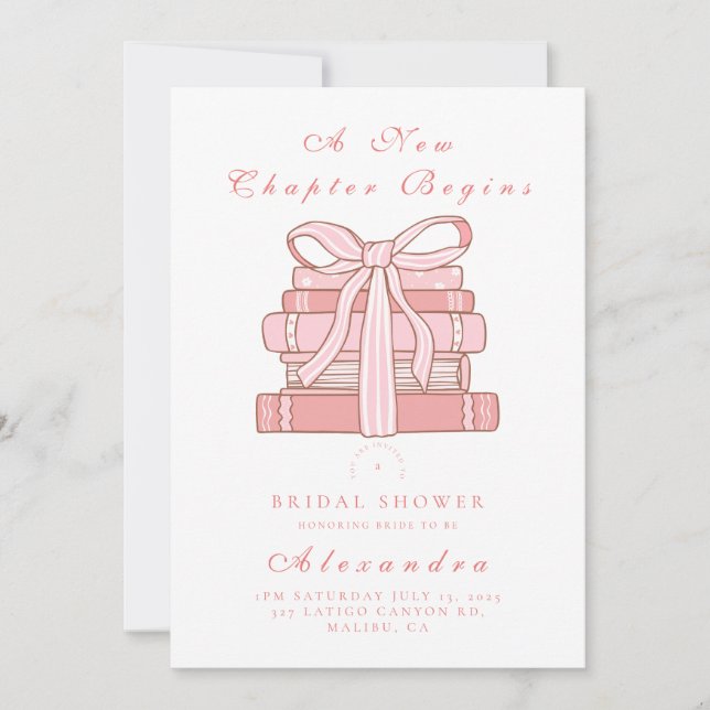 Invitación Un nuevo capítulo comienza con los libros rosas y  (Anverso)