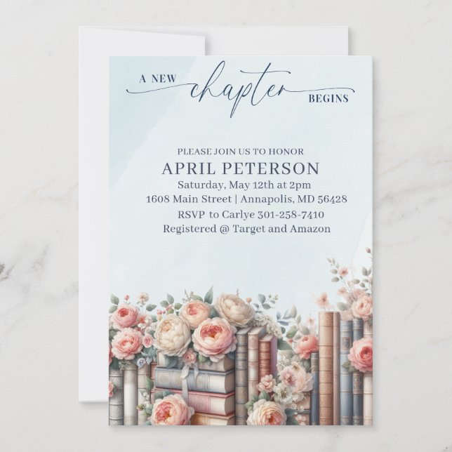 Invitación Un Nuevo Capítulo Comienza, Ducha Nupcial de Cuent (Anverso)