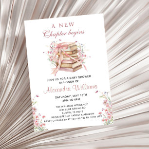 Invitación Un Nuevo Capítulo Comienza Fiesta de Bebé de Libro
