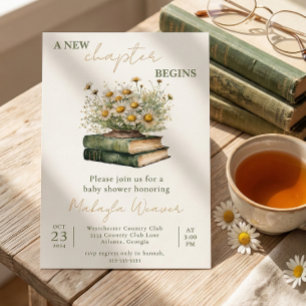 Invitación Un Nuevo Capítulo Comienza Fiesta de Bebé de Libro