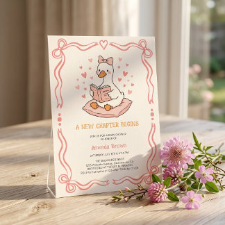 Invitación Un Nuevo Capítulo Comienza Fiesta de Bebé Niña Gan