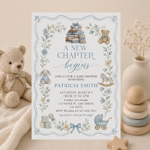 Invitación Un Nuevo Capítulo Comienza Floral Libro Baby Showe