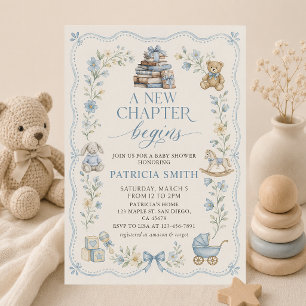 Invitación Un Nuevo Capítulo Comienza Floral Libro Baby Showe