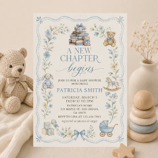 Invitación Un Nuevo Capítulo Comienza Floral Libro Baby Showe