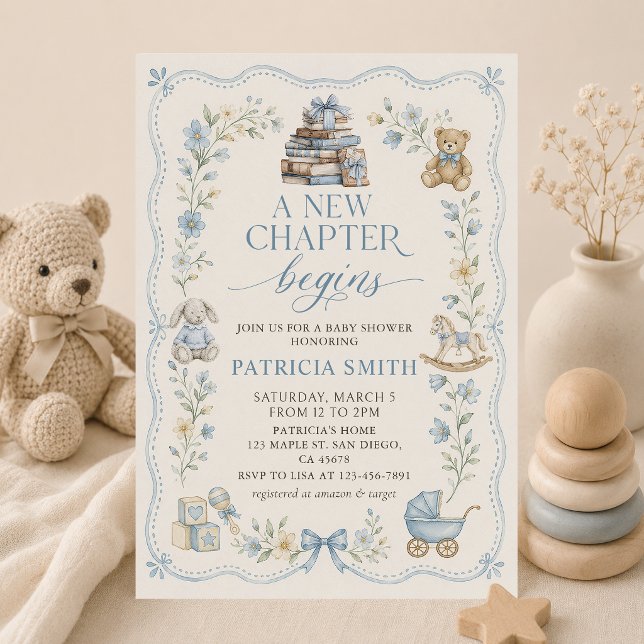 Invitación Un Nuevo Capítulo Comienza Floral Libro Baby Showe (Subido por el creador)