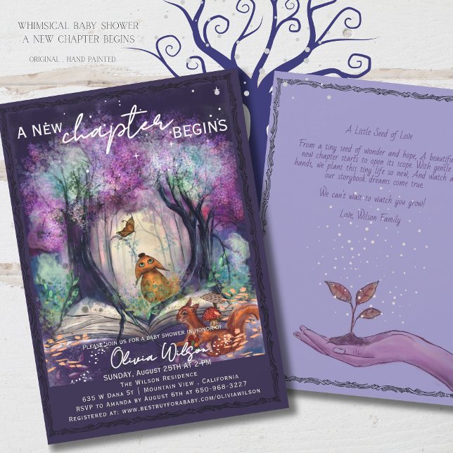 Invitación Un nuevo capítulo comienza I Fiesta de bebé con cu (A New Chapter Begins I Storybook Baby shower Invitation)