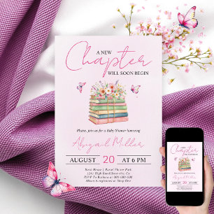 Invitación Un nuevo capítulo comienza la ducha de bebé chica 