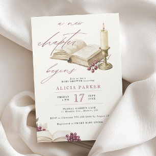 Invitación Un nuevo capítulo comienza libro baby shower