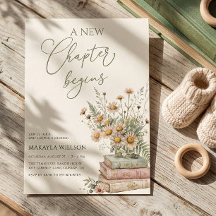 Invitación Un Nuevo Capítulo Comienza Libro Flores Silvestres