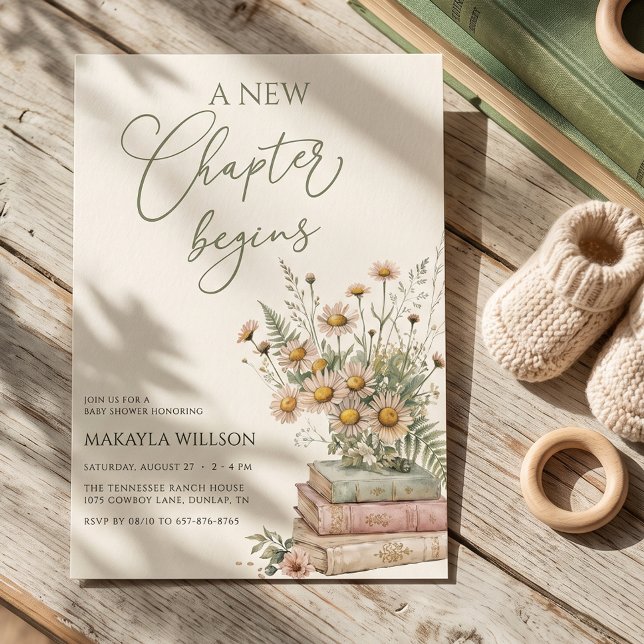 Invitación Un Nuevo Capítulo Comienza Libro Flores Silvestres (Subido por el creador)