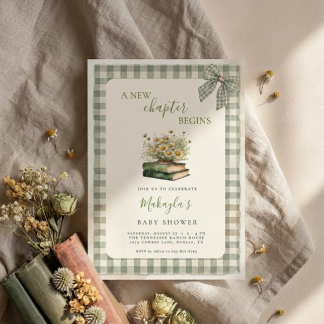 Invitación Un Nuevo Capítulo Comienza Libros Ducha Floral Par (Subido por el creador)