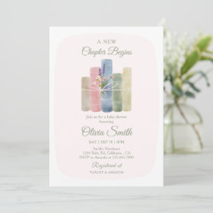 Invitación Un Nuevo Capítulo Comienza Shower de Bebé Rosa Pas