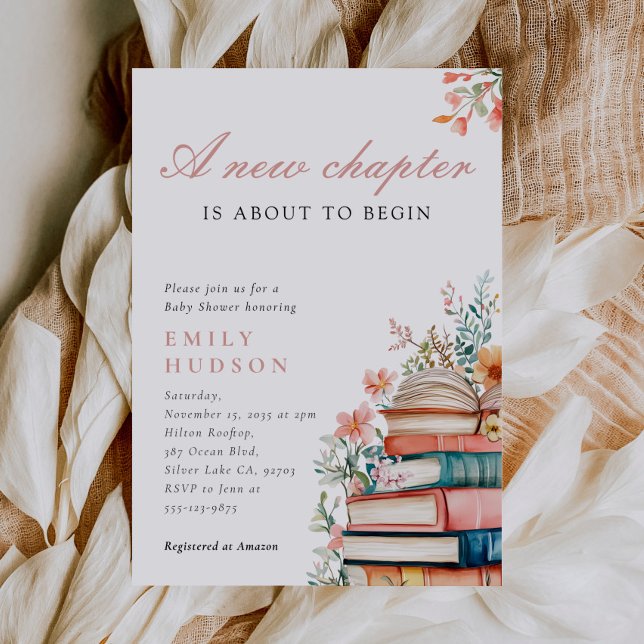 Invitación Un nuevo capítulo de Baby Shower floral (Subido por el creador)