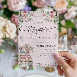 Invitación Un nuevo capítulo de Baby Shower floral rosa