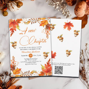 Invitación Un nuevo capítulo de Boho Floral QR Code Ducha de 