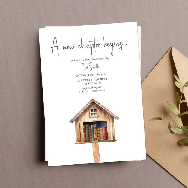 Invitación Un nuevo capítulo de mini librería Libros Baby Sho (Subido por el creador)