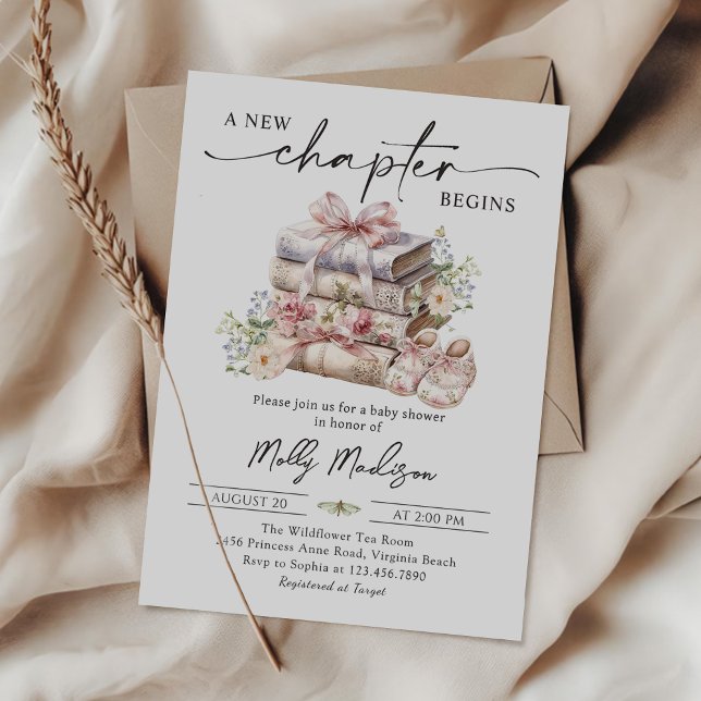 Invitación Un nuevo capítulo del Baby Shower del libro de flo (Subido por el creador)