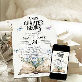 Invitación Un nuevo capítulo inicia Baby Shower Blue Wildflow