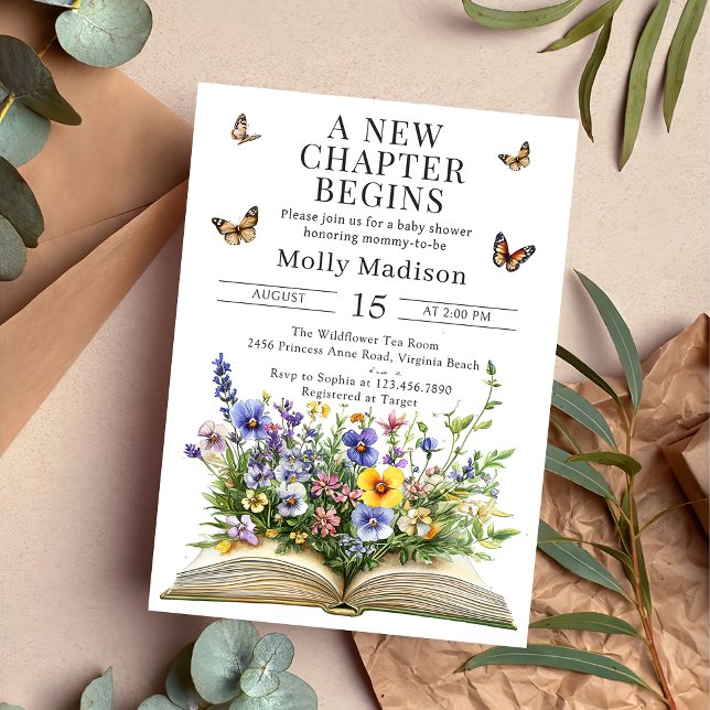 Invitación Un nuevo capítulo inicia Baby Shower de los libros (Subido por el creador)