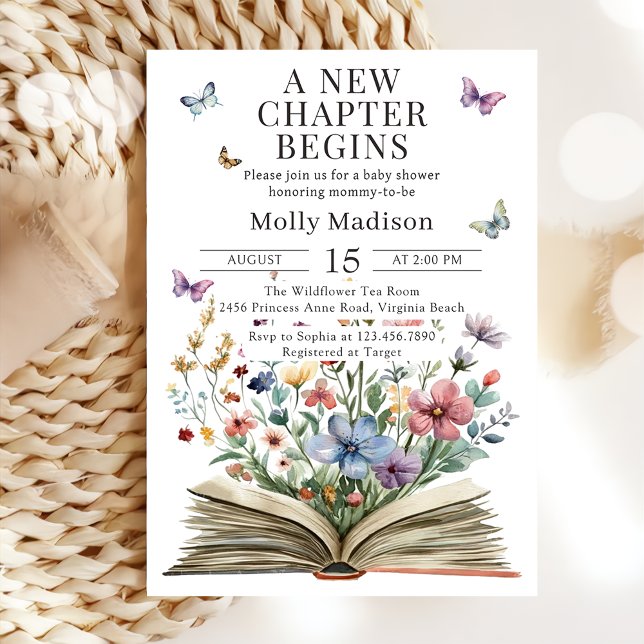 Invitación Un nuevo capítulo inicia Baby Shower de los libros (Subido por el creador)