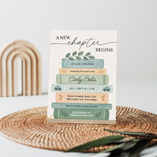 Invitación Un nuevo capítulo inicia Baby Shower de los libros (Subido por el creador)