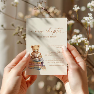 Invitación Un nuevo capítulo inicia Baby Shower Teddy Storybo