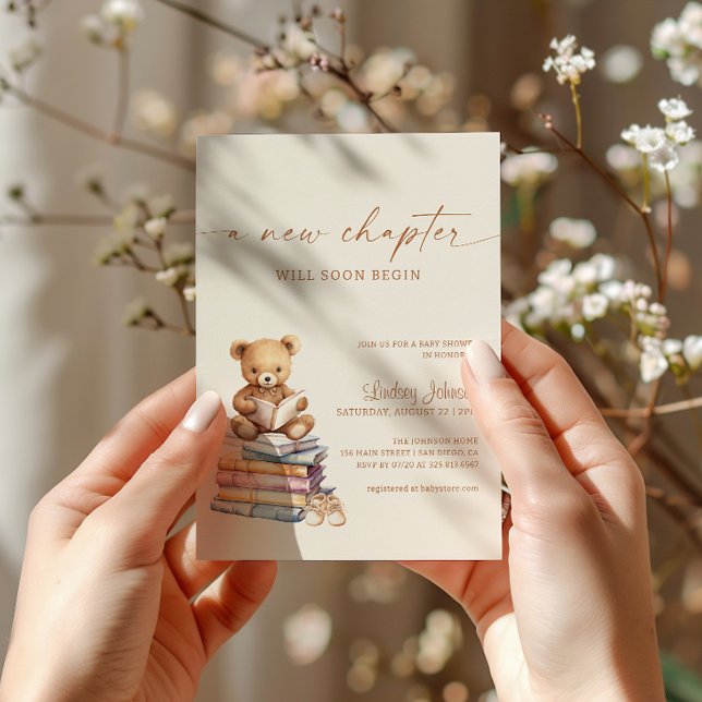 Invitación Un nuevo capítulo inicia Baby Shower Teddy Storybo (Subido por el creador)