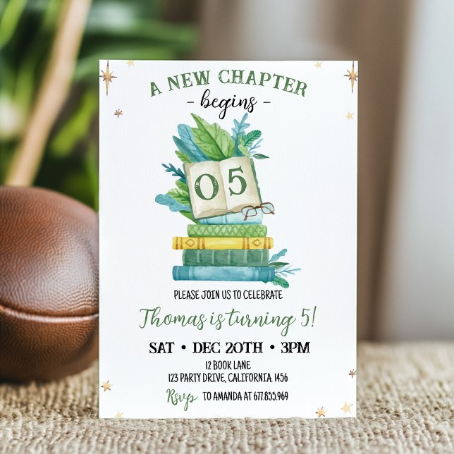 Invitación Un nuevo capítulo inicia cumpleaños de libro de cu (Subido por el creador)