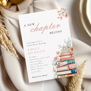 Invitación Un nuevo capítulo inicia libros ducha de novias