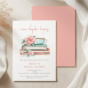 Invitación Un nuevo capítulo inicia libros ducha de novias