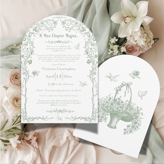 Invitación Un nuevo capítulo inicia un elegante Baby Shower d (Subido por el creador)
