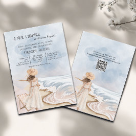Invitación Un nuevo capítulo iniciará QR Code Bridal Shower