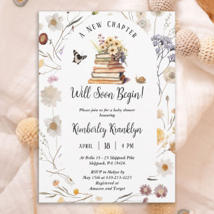 Invitación Un nuevo capítulo Libro de historias de baby showe