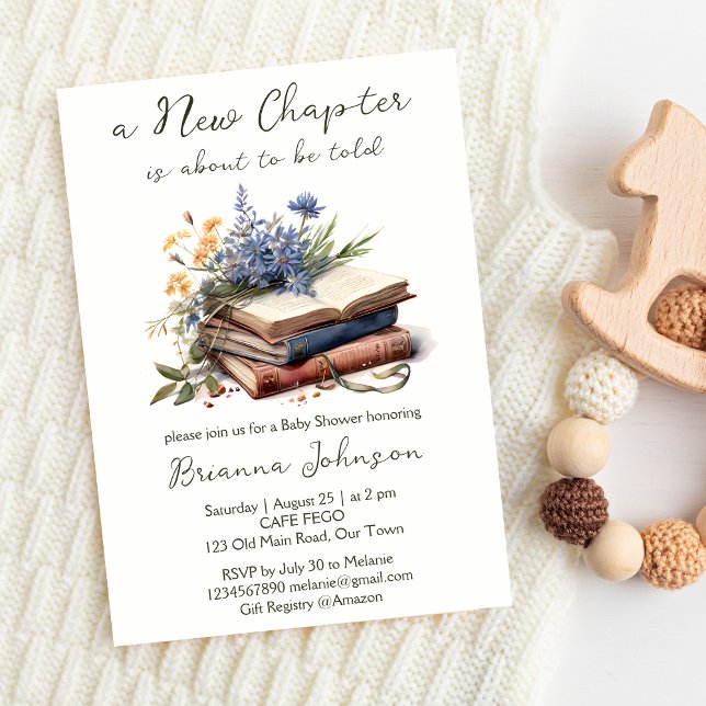 Invitación Un nuevo libro de capítulo sobre la ducha de bebé (A new chapter story book baby shower invitation template instant download wildflowers and books)