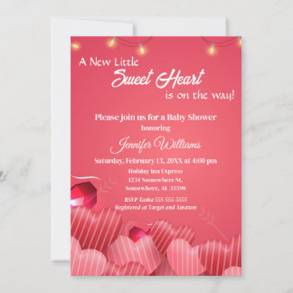 Invitación Un nuevo y dulce corazón de Valentine Baby Shower
